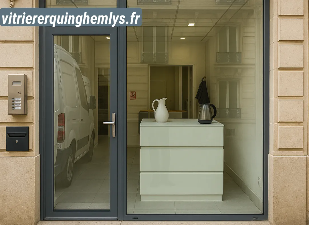 Façade vitrine de magasin en aluminium sur mesure à Erquinghem-Lys